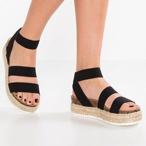 STEVE MADDEN - kimmie espadrille sandals - black - lightly worn